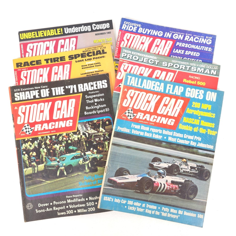 Stock Car Racing Magazine 6 Issues Hot Rod Racing NHRA Garage Art Vintage NASCAR